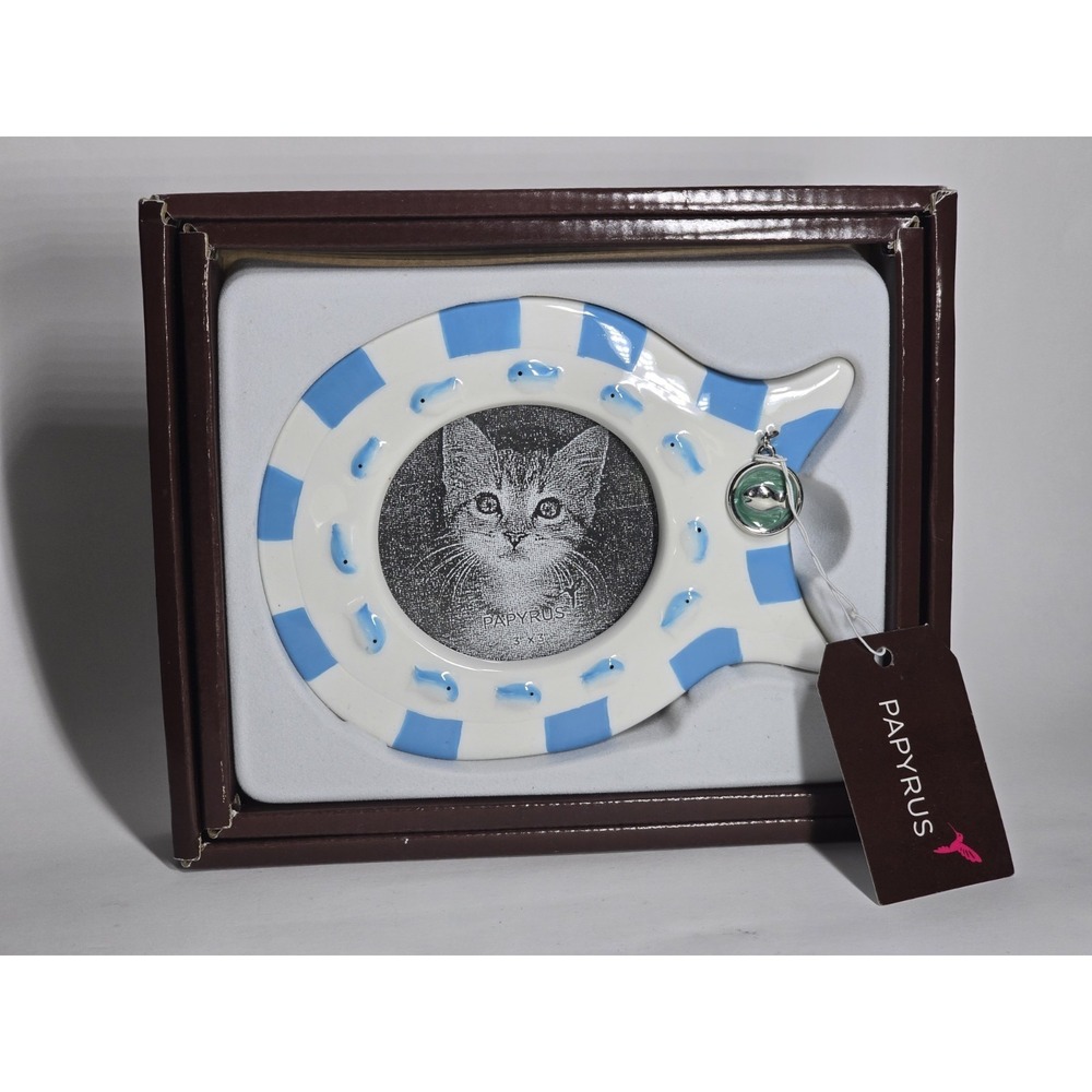 Papyrus Cat Fish Photo Frame Ceramic Photo size 3" New In Box